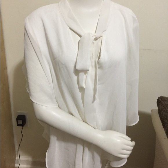 AGB® Plus Size Popover Tie Neck Top
Color: Cream - Picture 3 of 7